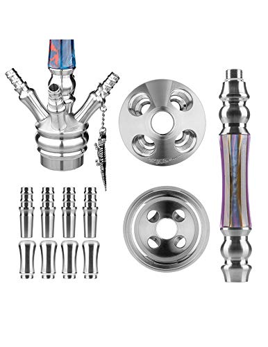 Alligator Bingo Shisha aus Edelstahl - Purple - inklusive Zubehör | LED Beleuchtung + Schlauch Set inkl. Mundstück… – Bild 3