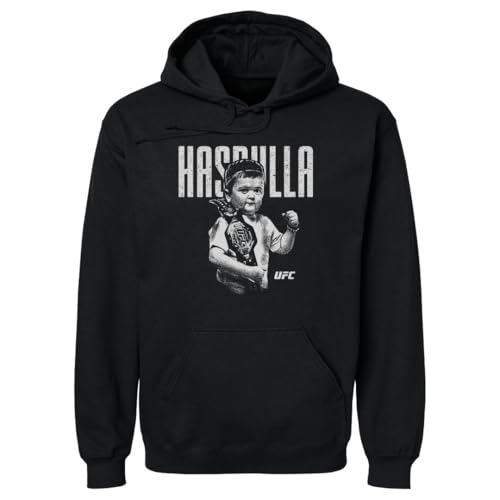 500 LEVEL Hasbulla UFC Mens Hoodie Sweatshirt - Hasbulla Stamp WHT (Black Small)