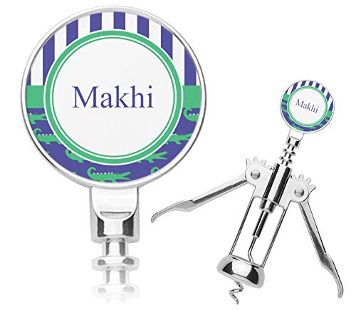 Personalized Alligators & Stripes Corkscrew