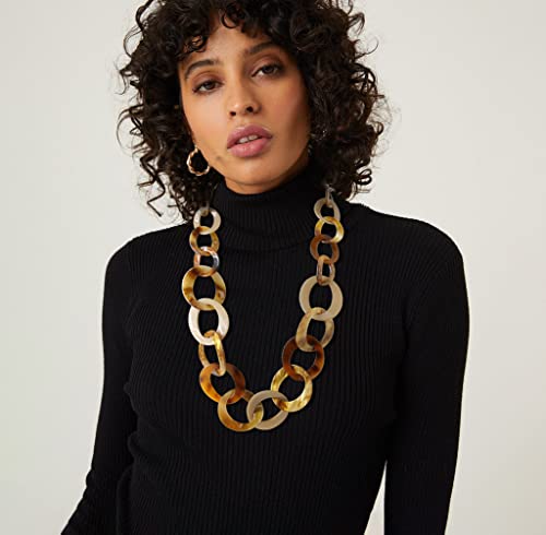 Muyan Beige Brown Handmade Acrylic Chunky Necklace For Women Long Boho Wrapping Link Chain Lightweight Necklace Fashion Jewelry Gifts #TOP2