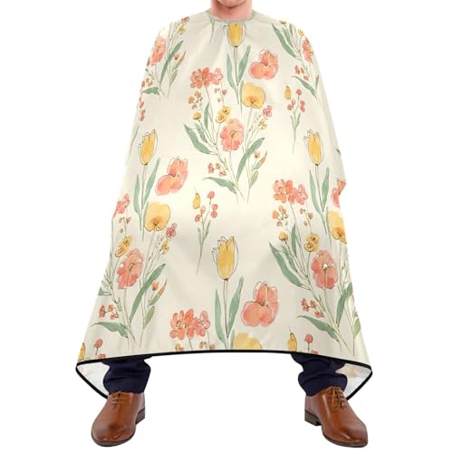 Capa impermeable para corte de cabello MAOBLYR con cierre de presión ajustable, diseño floral miniatura 1