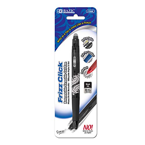 Bolígrafo retráctil de gel borrable BAZIC negro
