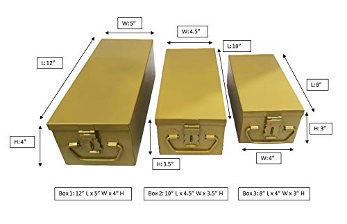 Image of JOWEL Stainless Steel Locker Safe Box /Jewel /Cash Peti /Storage Container Set (8 inch, 10 inch, 12 inch, Pack of 3, Color-coated) (Gold)