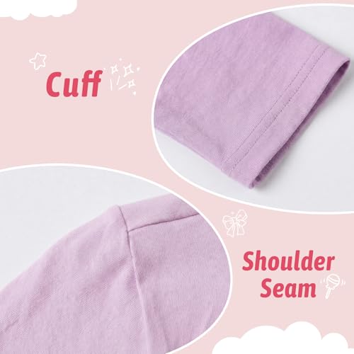 Image of Girls Cotton Long Sleeve Shirts Kids T Shirts Lightweight Breathable Casual Classic Tee Top for Children Age 3-14 Years