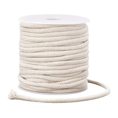 PH PandaHall Cuerda de algodón de 5 mm, cuerda de macramé, cuerda de macramé, cuerda de bobina, cordón de algodón natural blanco para manualidades, costura, almohadas, tejer