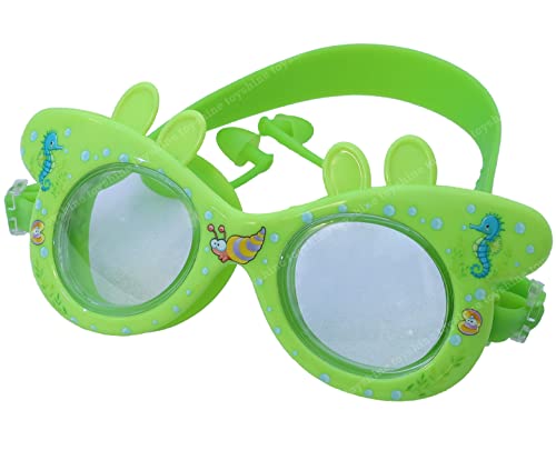 Image of Toyshine Swim Goggles, (Dolphin Design) Anti Fog No Leaking Clear Vision Water Pool Swimming Goggles (Age 6-14), Light Green SSTP