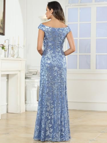 OFEYCHUN Mother of The Bride Dresses Sequin Cap Sleeves Formal Evening Dress for Women2