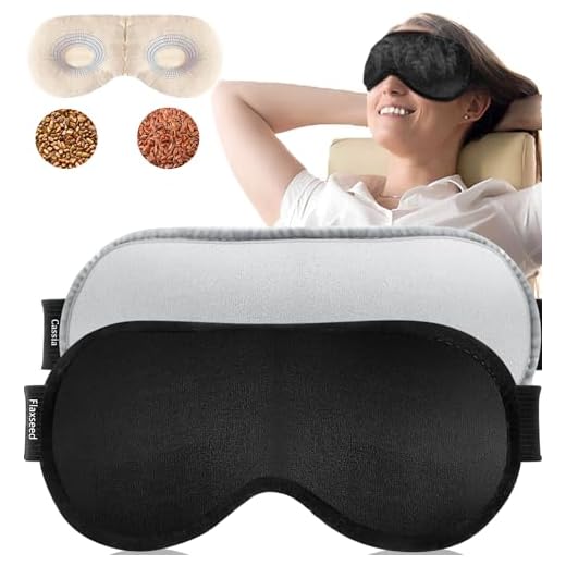 Heated Eye Mask Moist Heat Eye Compress(2-Packs) Microwave Heated Eye Mask with Flaxseed Cassia Seed for Dry Eyes,SPA Warm Eye Mask, Relief Eye Fatigue Hot Sleeping Mask(Black&Grey)