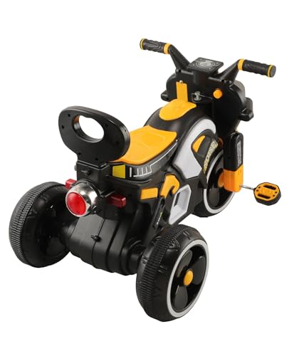 Image of SRECAP Kids Pedal Tricycle with Push Handle | Toddler Trike with Headlight, Music, EVA Wheels & Curved Seat with Backrest | 15 Months-3 Years (Yellow)