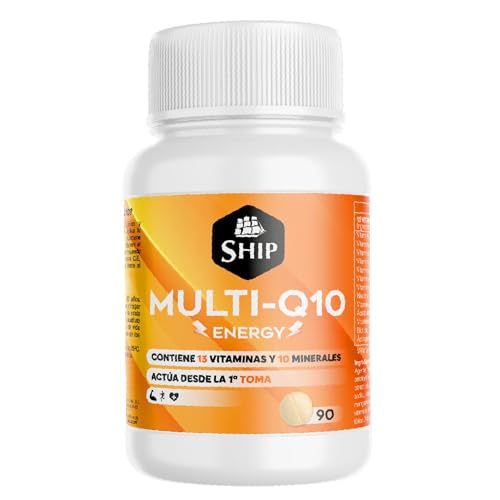 Ship - Multivitamínico Q10 - Bote de 90 Comprimidos - Contiene Vitaminas, Minerales y Coenzima Q10 - Propiedades Antioxidantes - Favorece el Mantenimiento y Crecimiento de las Células