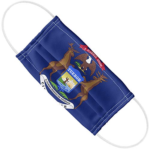 Michigan Flag 1-Ply Reusable Face Mask Covering with Adjustable Nose Wire, Unisex