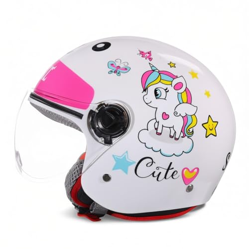 Cascos de moto para niños y niñas, cascos de moto eléctricos para niños de 3 a 15 años, cascos de moto de estilo antiguo, para karts, scooters, cruisers y ciclomotores. 7,49 55CM