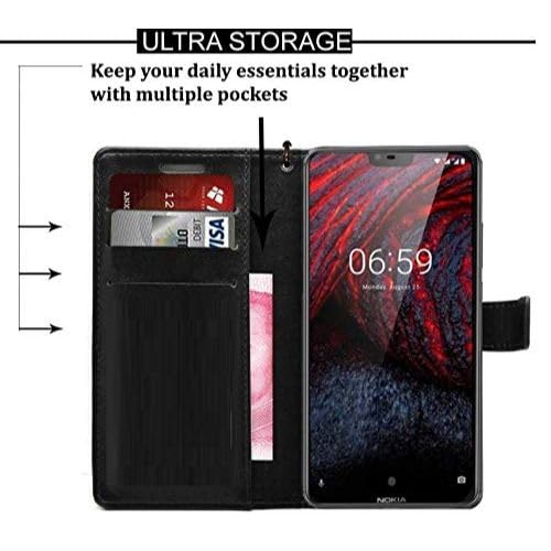 Image of ClickCase for Motorola Moto G05 Vintage Series Leather Wallet Flip Case Kick Stand with Magnetic Closure Flip Cover for Motorola Moto G05 (Matte Black)