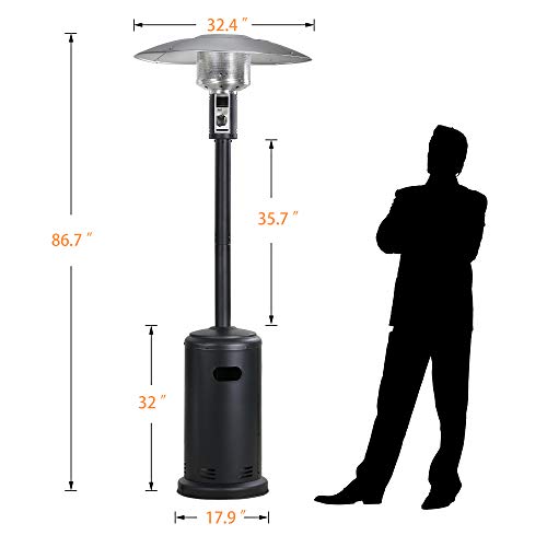 BALI OUTDOORS 40,000 BTU Propane Patio Heater, Standing Stainless Steel Outdoor Gas Patio Heater with Wheels for Garden, Balcony, Veranda, Party