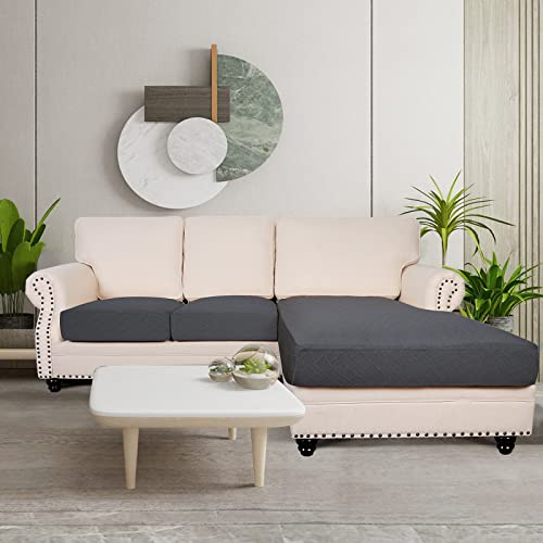 Searchi Sectional Couch Covers 3 Piece For Sectional Sofa L Shape Separate Cushion Couch Chaise Cover For Both Left/Right Sectional Couch Cushion(2 Seater+1 Chaise, Grey Lattice) #TOP1