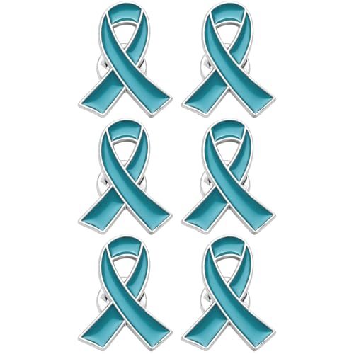 Image of 6Pcs Awareness Enamel Ribbon Lapel Pins Ribbon Brooch Pin for Charity Events Survivor Campaign Party Favors Supplies