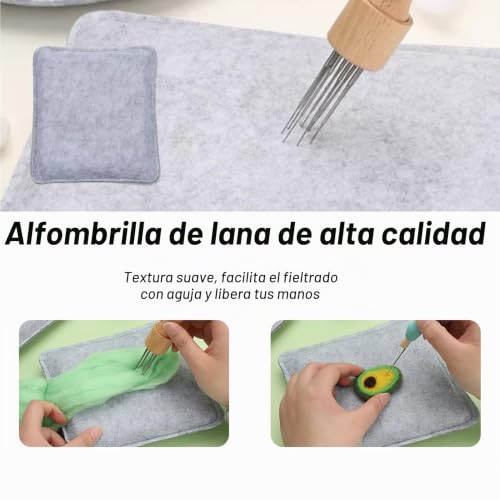 Miniatura 3 de Larebidtex Kit De Iniciación Al Fieltro Seco - Incluye Base De Fieltro, Soporte Para Agujas Y Agujas De, Ideal Para Principiantes Y Expertos En Artesanía, Tamaño Del Tapete 15,5 X 12,5 Cm