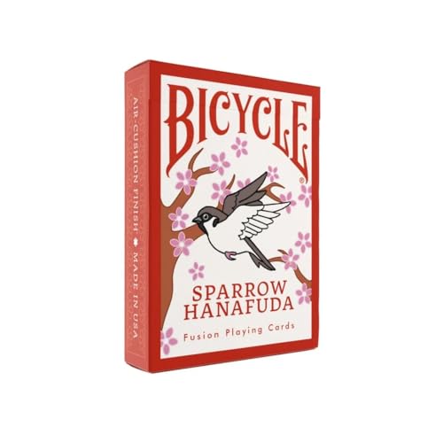 Bicycle Sparrow Hanafuda Fusion Edition Playing Cards Japanese-Inspired Poker Deck with Traditional Motifs | Play Poker Rummy Hanafuda & More | Artistic 52-Card Deck for Collectors