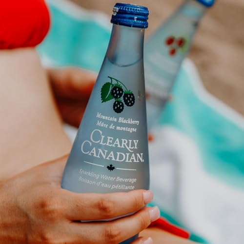 Image of Clearly Canadian Sparkling Flavored Water, 11 oz Glass Bottles - Variety of Refreshing Flavors, Premium Carbonated Beverage, Available in 12-Pack and 24-Pack Options (12 Pack, Peach /Blackberry)