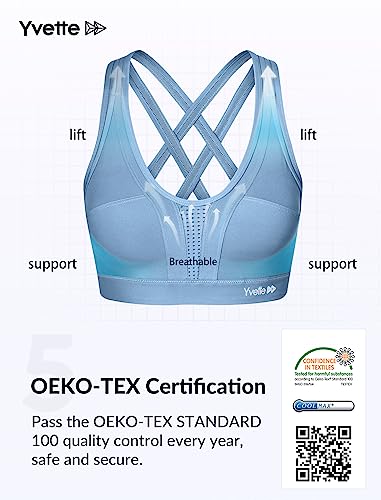 Image of Yvette Women High Impact Sports Bras Criss Cross Back Sexy Running Bra for Plus Size