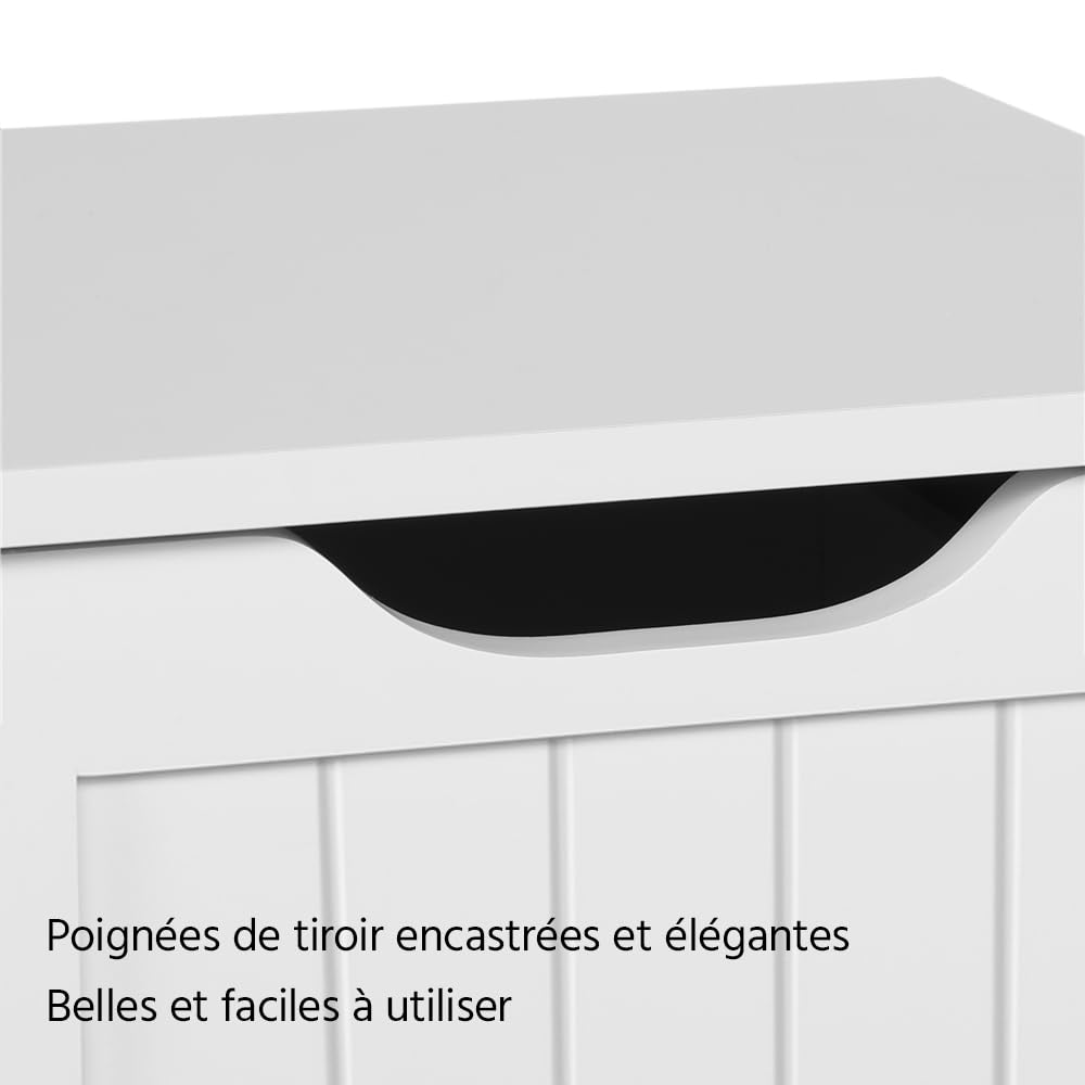 Yaheetech Meuble Rangement Salle de Bain, Colonne Salle de Bains, 30 × 30 × 82 cm, 4 Tiroirs, Petit Meuble Toilette/Salon/Chambre, Blanc