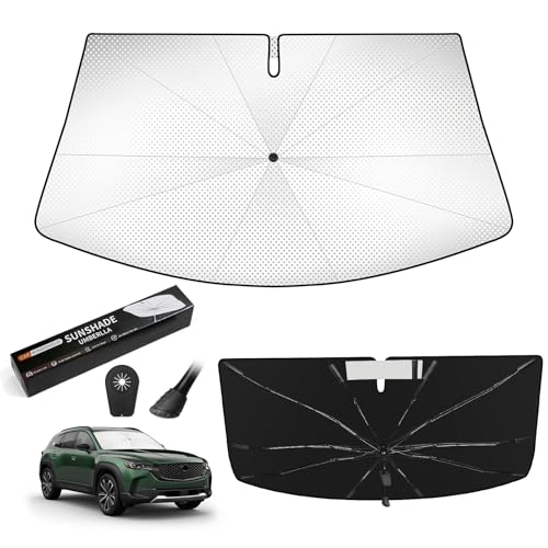 VEENJOY Windshield Sun Shade Umbrella for Mazda CX-50 2023-2026, Upgraded 360&deg; Bendable Handle to...