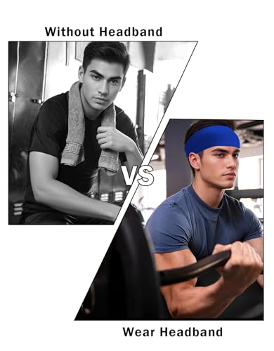 Image of Headbands for Men & Women, Sweat Headband Non-Slip Sweatband Sports Running Cycling Yoga Basketball Workout Football Training
