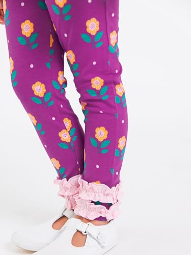 Image of RuffleButts Toddler Girl Merry & Bright Ruffle Leggings - Ankle Leggings | 75% Cotton 23% Spandex 2% Elastane, Breathable Lightweight, Elastic Waistband, Signature Rear Detail To 4T, Machine Washable
