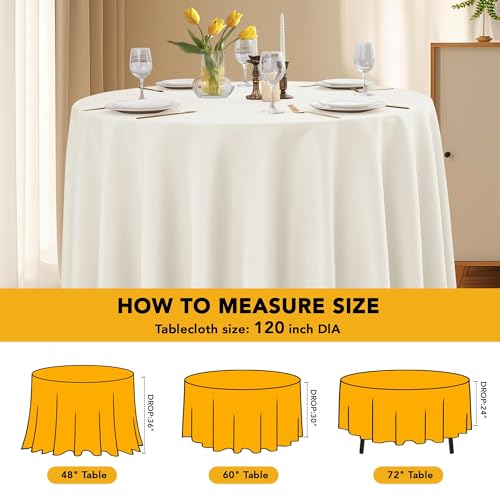 Dailyset 6-Pack Ivory Round Tablecloths, 120 Inches, Stain-Resistant Polyester for 5-6 Ft Round Tables - Washable Table Covers for Weddings, Banquets, Birthday Parties, Events by Dailyset - Used condition - Image 6