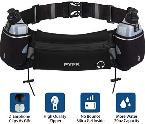 Upgraded Running Belt with Water Bottle, Waist Bag with Adjustable Straps for Men and Women, Large Pocket Running Fanny Pack Fits 6.5 inches Smartphones, Running Hiking Climbing Waist Pack