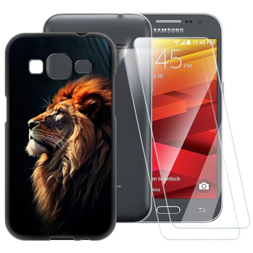 Coque TPU Imprimée + Lot de 2 Vitres Trempées Compatible avec Samsung Galaxy Core Prime, Coque Artistique Fine Antichoc, Résistante aux Rayures, Protection...