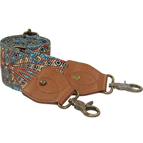 Image of Duwi Wide Purse Strap Multicolor Striped Guitar Style Strap Adjustable Canvas Crossbody Bag Strap