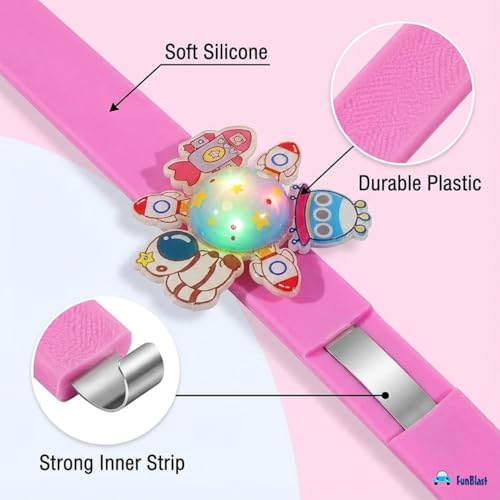 Image of FunBlast Space Wrist Band for Kids - Kids Wrist Bands for Boys and Girls, Slap Band Cute Bracelet with LED Light Up, Return Gift for Kid