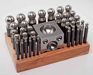 37 Piece Dapping Doming Punch Block Set 3.5 mm to 25 mm Jewelry Making Metal Forming Tool Kit