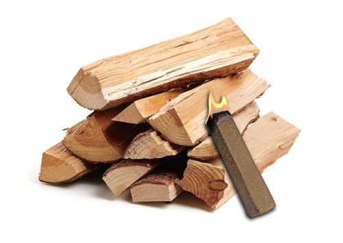 Image of Seasoned Firewood by Home /Kiln Dried Premium Oak Firewood /Hardwood, Kiln Dried firewood for Outdoor fire pits, Wood Burning stoves, and Campfires. Comes in 25LB Bundles