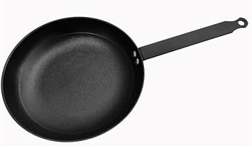 Baumalu, Maestro 28 cm Frying pan Made of Light Black cast Steel, with Metal Leaf Handle, Suitable for All Heat Sources Including Induction, Scratch Resistance, Ideal for Searing, Frying and saut ing