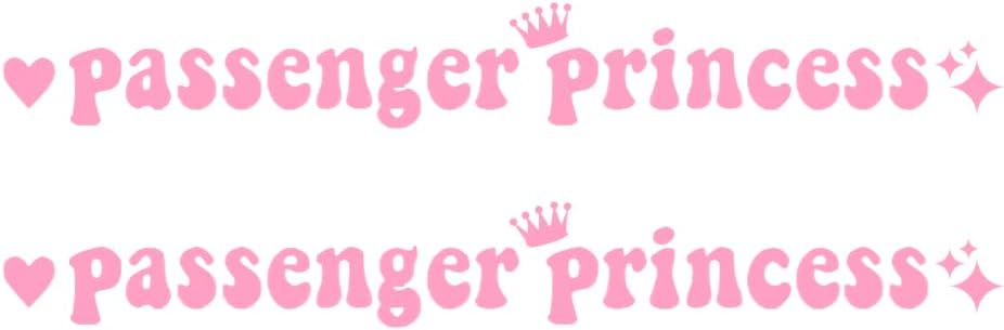 Ohleats 2 PCS Passenger Princess Sticker, Funny Car Rearview Mirror Window Bumper Decal Decoration, Cute Auto Mirror Vinyl Letter Decal Sticker for Women Girls, Car Accessories (Pink, 7.9 Inch)