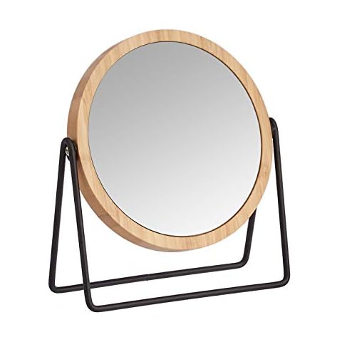 Amazon Basics Vanity Round Mirror with Bamboo Rim Cover