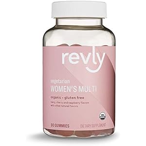Amazon Brand – Revly Women’s Multivitamins 90 Gummies (3 Gummies per Serving) Vegetarian Certified Organic Gluten free