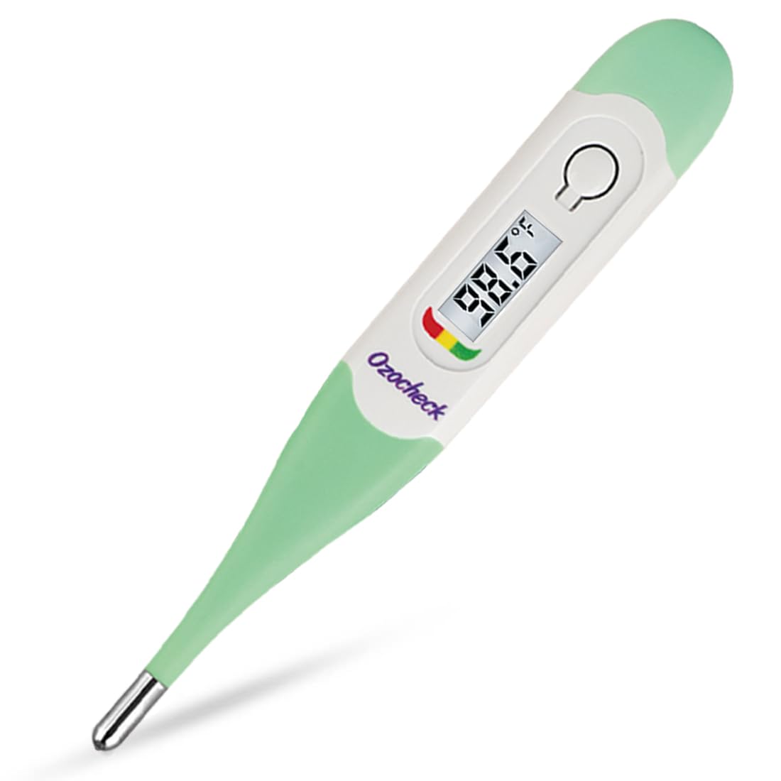 Ozocheck Digital With Flexible Tip | Fever Alarm & Beep Function | Waterproof Flexi Fast, 10 Seconds Fast Reading for Kids & Adults Thermometer (Green)
