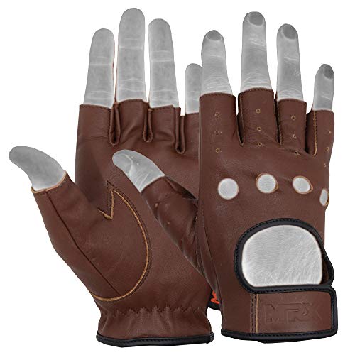 Image of MRX Driving Gloves Button Basic Soft Outdoor Glove Goat Leather Workout Full Finger, Black