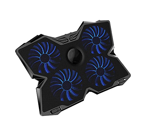 SMSOM Portable Laptop Cooling Pad, Laptop Cooler Adjustable Height Prevent Overheating, 4 Quiet Fans, Dual USB Ports, Suit for All Gaming Laptop Up to 17.3 Inch (Black)