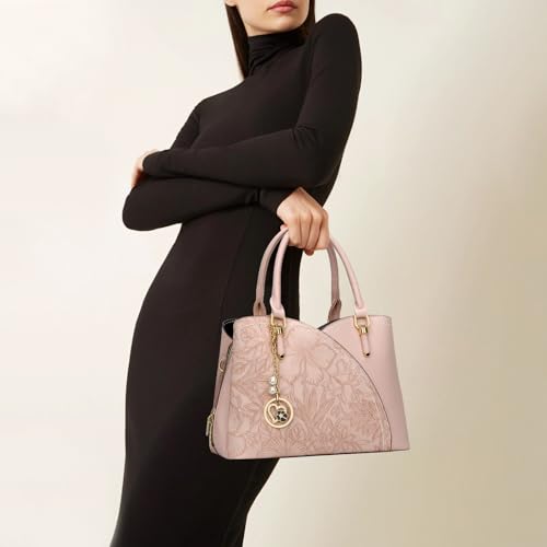 Image of KKXIU Triple Compartments Purses and Handbags for Women Fashion Ladies Satchel Shoulder Top Handle Bag