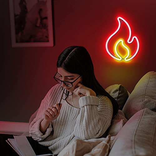 Lumoonosity Flame Neon Sign, Red And Yellow Flame Neon Light With On/Off Switch, Flame Led Light Sign For Wall Decor, Hanging Flame Shaped Light, Fire Neon Lights For Bedroom, Gaming Room Setup #TOP6
