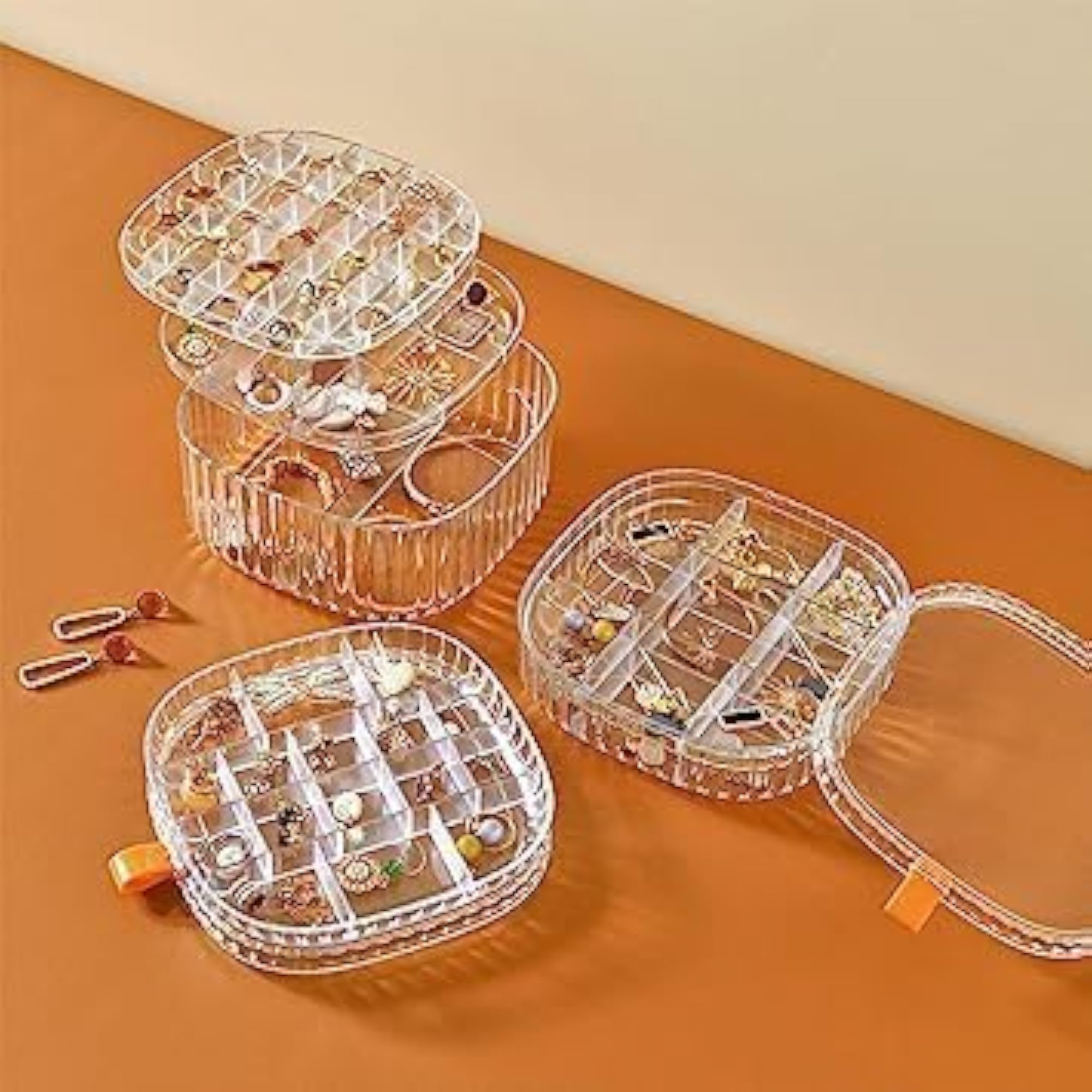 Transparent Multi Compartment Jewellery Organizer Box for Gift