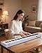 AiJoy 88-Key Piano Keyboard with Semi-Weighted Keys Portable Folding Piano, 128 Tones, Speakers, USB-MIDI, Carry-Bag, Sustain Pedal, Stand Electric Keyboard Piano for Beginners, White