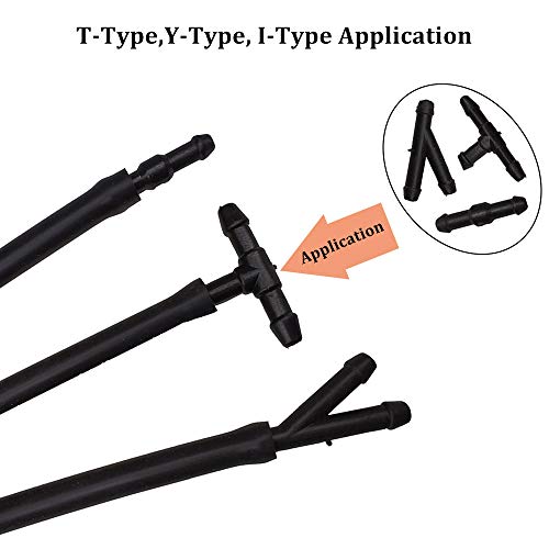 18Pcs Windshield Wiper Hose Connectors,BUENNUS 2Way I Type,3Way T