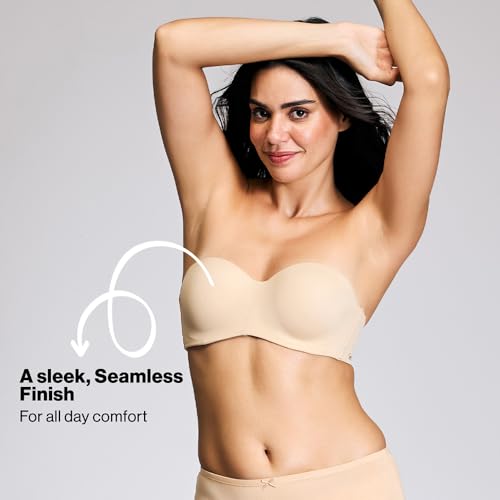 Image of NYKD NYB027 Cotton Padded Wired Multiway Strapless Bra Anti Slip Seamless Bonded Neckline Detachable Straps (Plus