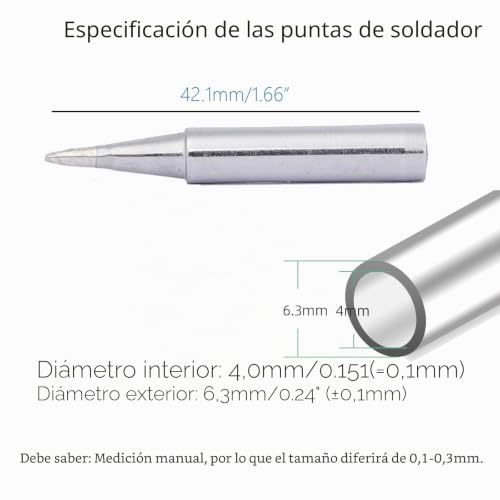 Miniatura 2 de Puntas De Soldador, Punta De Soldadura De 900m Reemplazo, Kit De Aleaciones Punta De Soldadura De Soldadura Para Weller, Hakko, Etc. 5pcs 900m-T-1.2d