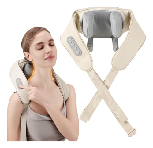 Massageador de Pescoço e Ombros com Calor 3 Modos de Massagem Recarregável via USB para Casa e Escritório Relaxamento Portátil Massageador Cervical